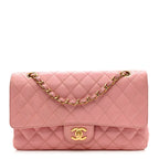 Caviar Quilted Medium Double Flap Pink