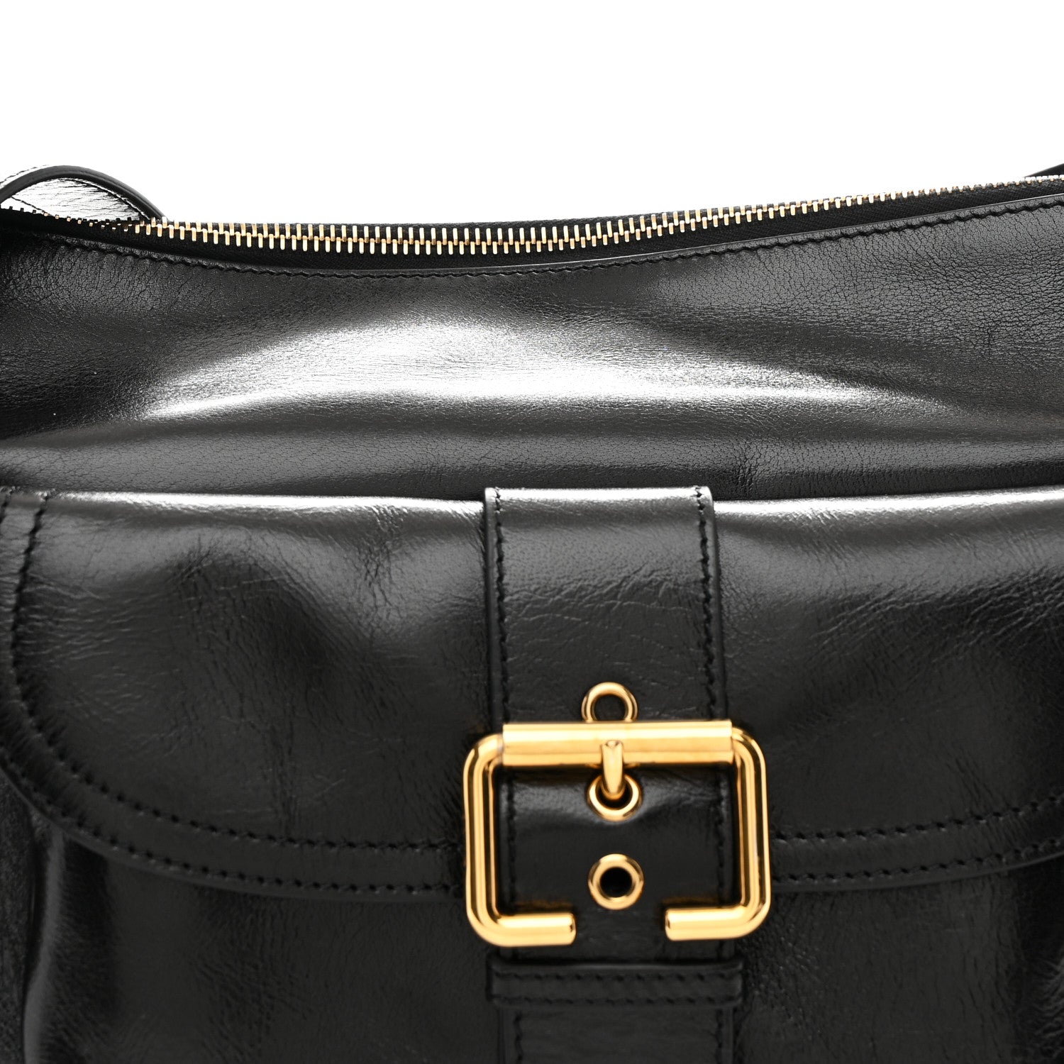 Shiny Calfskin Medium Double Carry Camera Bag Black