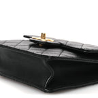 Goatskin Quilted Chic Pearls Flap Black