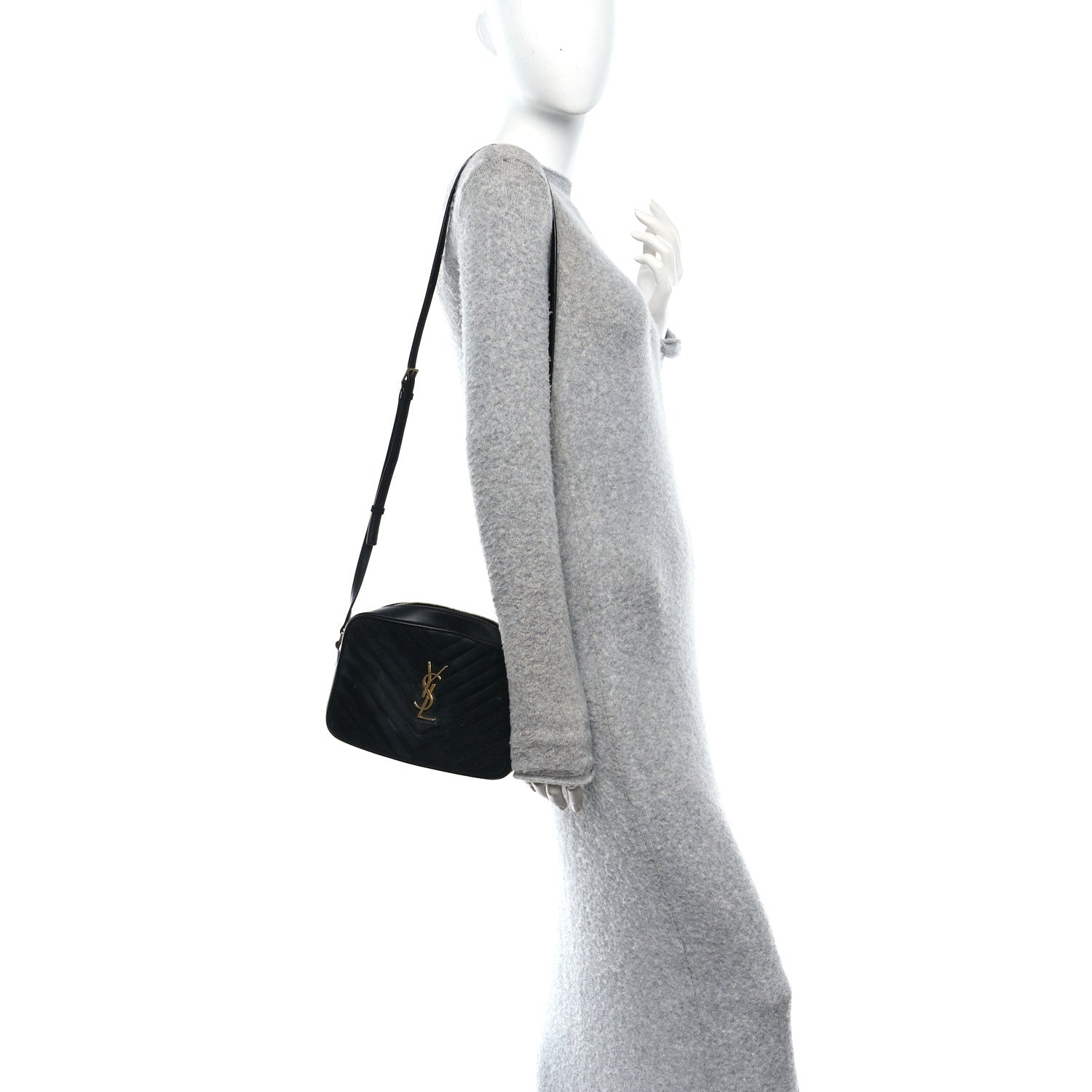 Suede Calfskin Monogram Lou Camera Bag Black