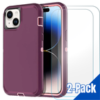 Entronix Bundle Compatible with iPhone 15 - Heavy Duty Case & 2 Clear Screen Protectors