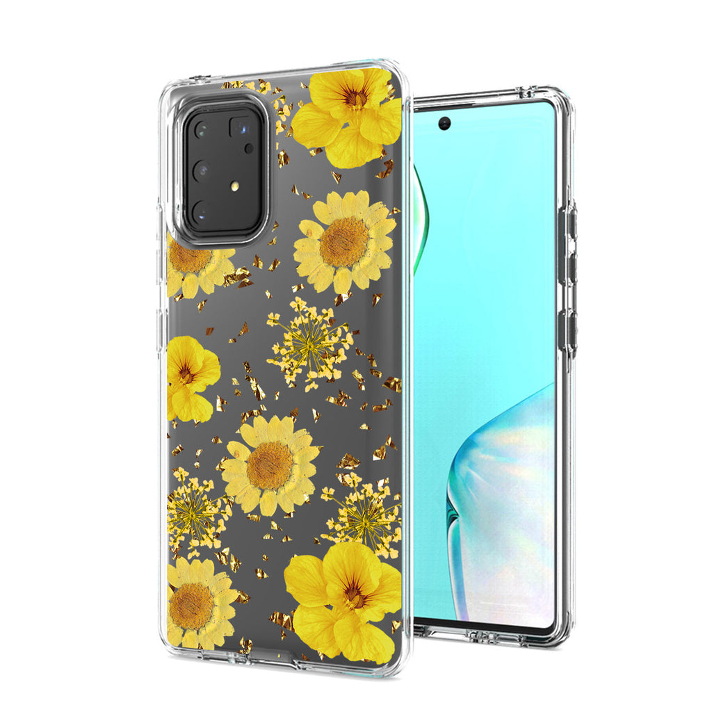 Pressed Dried Flower Design Phone Case For Samsung Galaxy A91/S10 Lite/M80S In Yellow