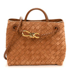 Suede Intrecciato Small Andiamo Shoulder Bag Amber