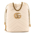 Calfskin Matelasse Mini GG Marmont 2.0 Bucket Bag White