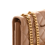 Calfskin Quilted Perfect Fit Wallet On Chain WOC Beige