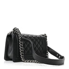 Caviar Quilted Small Boy Flap Black