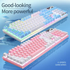 104 Keys Gaming Keyboard Wired Keyboard Color Matching Backlit Mechanical Feel Computer E-sports Peripherals for Desktop Laptop - Light 8