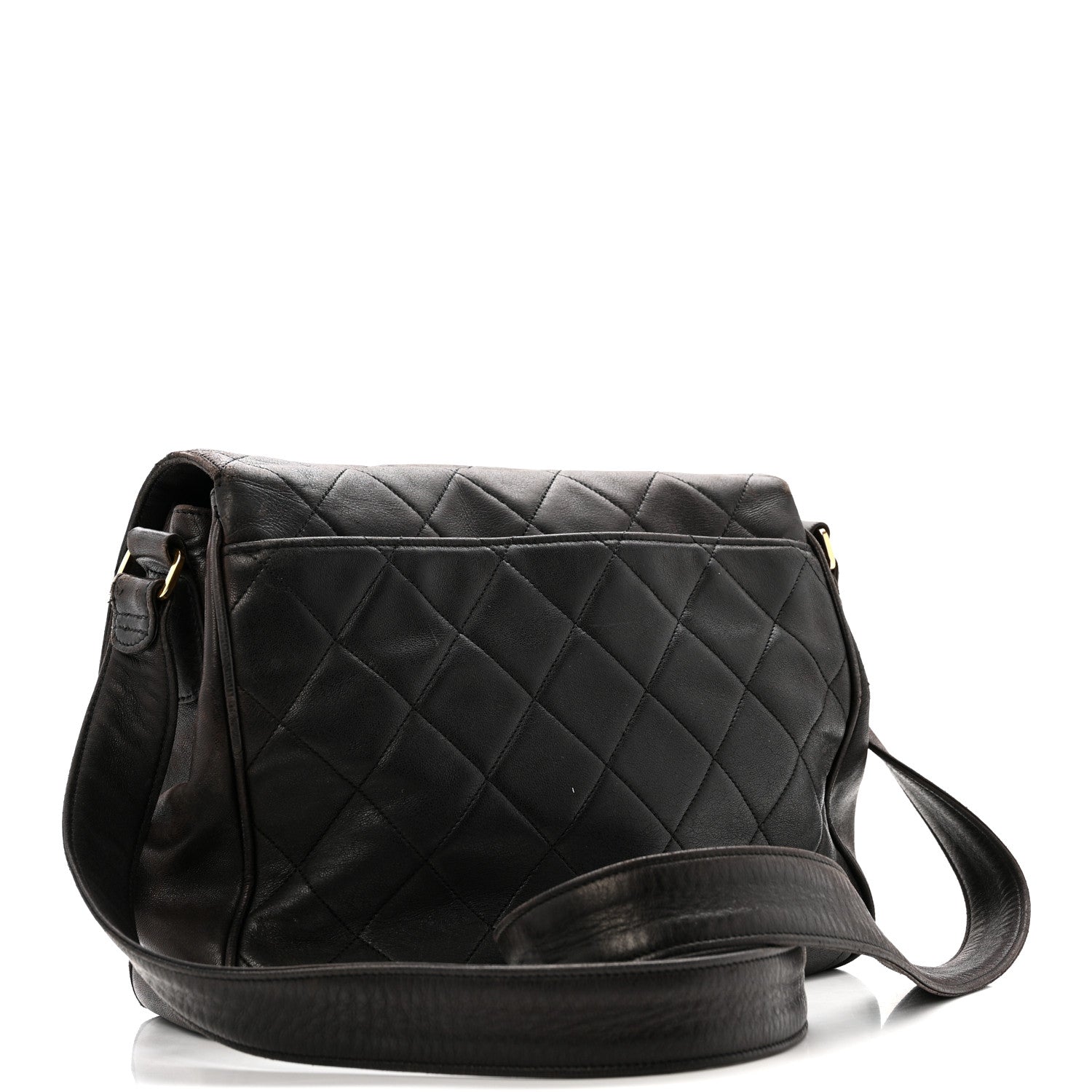 Lambskin Quilted Flap Shoulder Bag Black