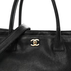 Calfskin Cerf Executive Shopper Tote Black