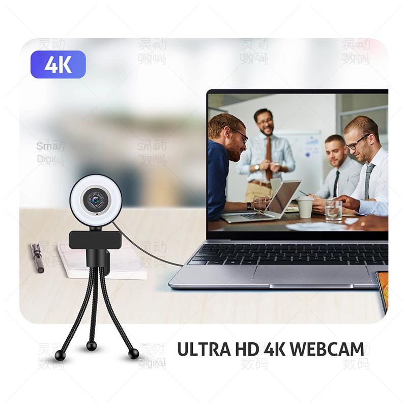 5 million high-definition 4K fixed focus video camera USB live computer webcam -Touch gear light