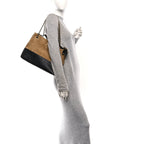 Suede Calfskin Shiny Lambskin Quilted Small Coco Base Shopping Bag Beige Black