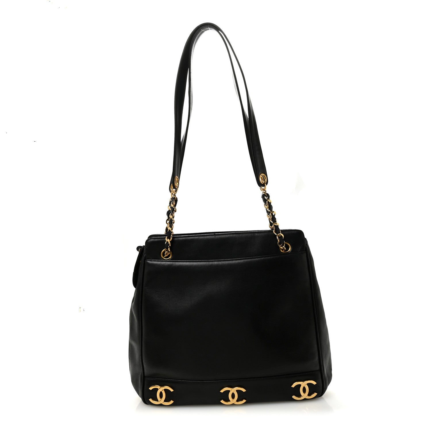 Lambskin Triple CC Shoulder Bag Black