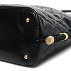 Crumpled Calfskin En Vogue Rope Hobo Bag Black