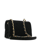 Velvet Strass Diamond Lock Flap Black
