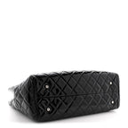 Patent Quilted Large Coco Shine Shopping Tote Black