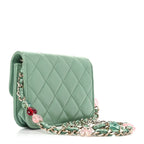 Lambskin Resin Quilted Mini Heart Flap Light Green