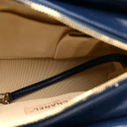 Rattan Calfskin Small Gabrielle Hobo Beige Navy