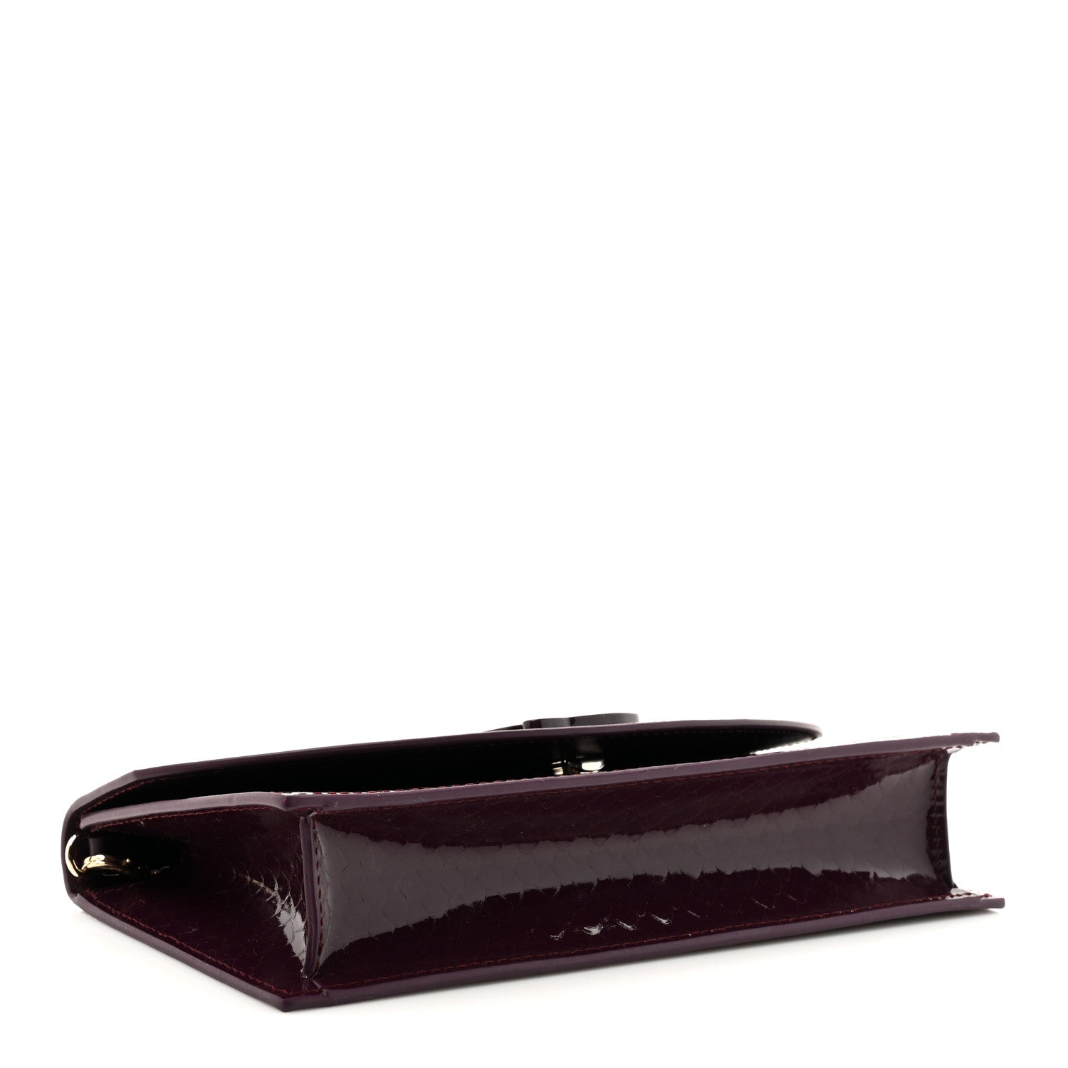 Patent Birdy Snakeskin Embossed Loubi54 Crossbody Clutch Merlot