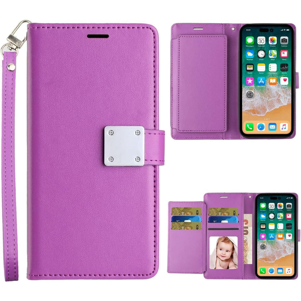 Entronix Case Compatible with iPhone 16 Pro - Foldable Leather Wallet, Card Holder & Lanyard