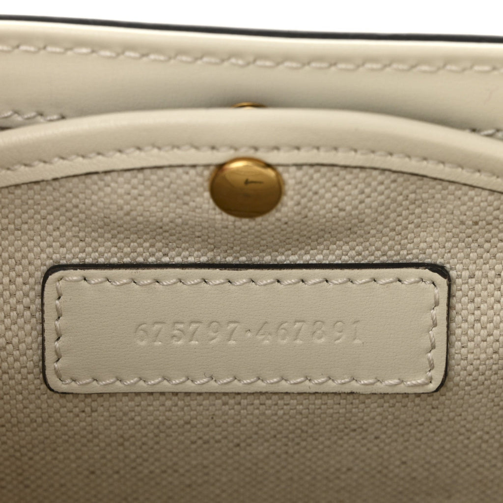 Calfskin Web Geometric Print Small Bamboo 1947 Top Handle Bag White Multi
