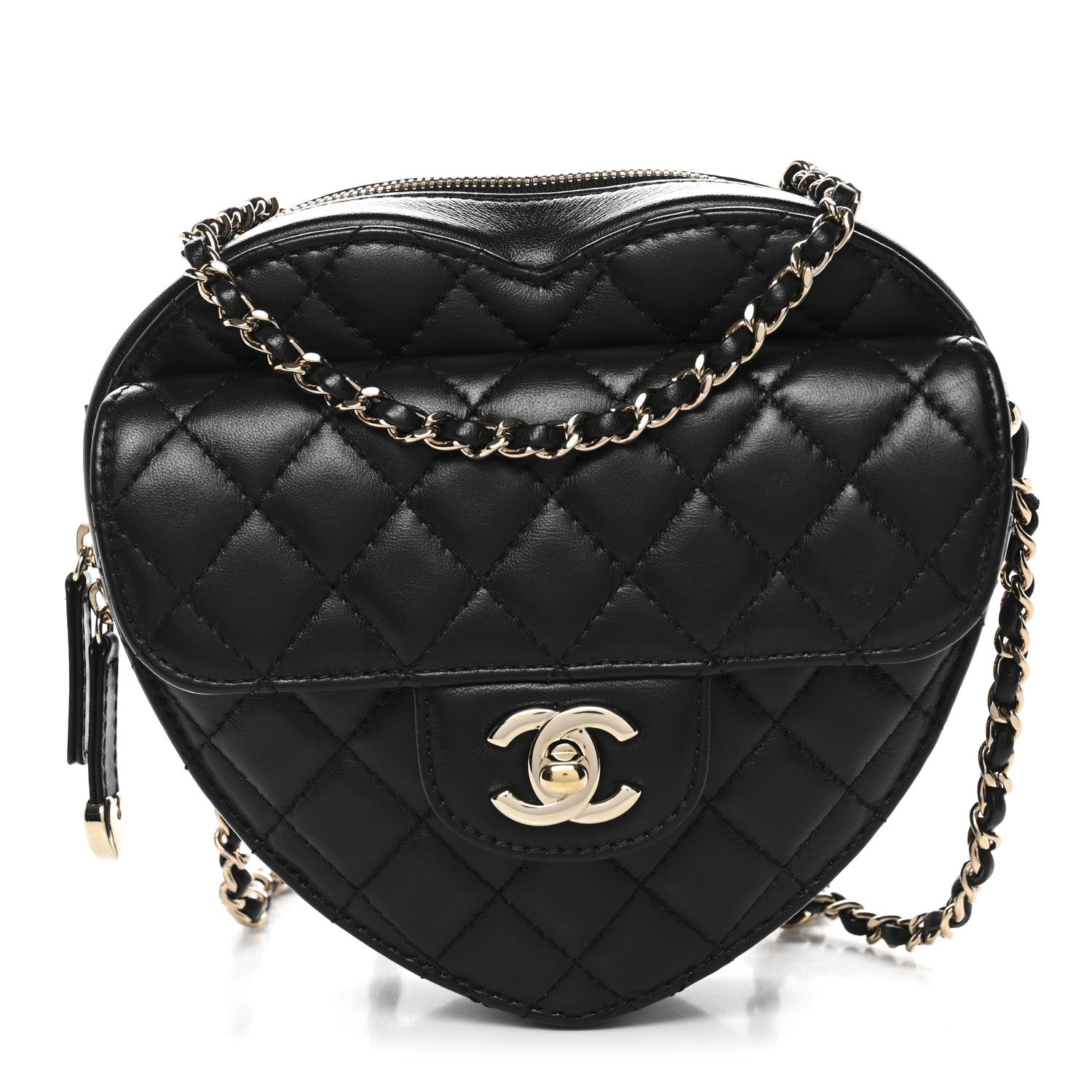 Lambskin Quilted CC In Love Heart Bag Black