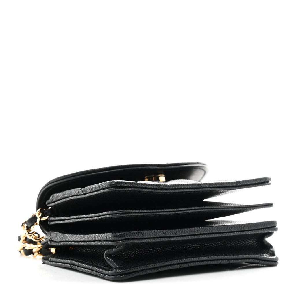 Caviar Quilted Clutch With Chain Black