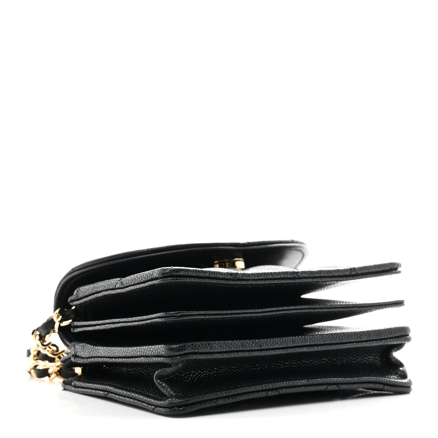 Caviar Quilted Clutch With Chain Black