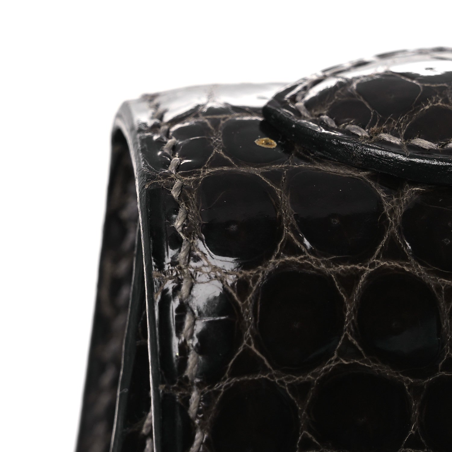 Shiny Porosus Crocodile Kelly Sellier 28 Gris Elephant