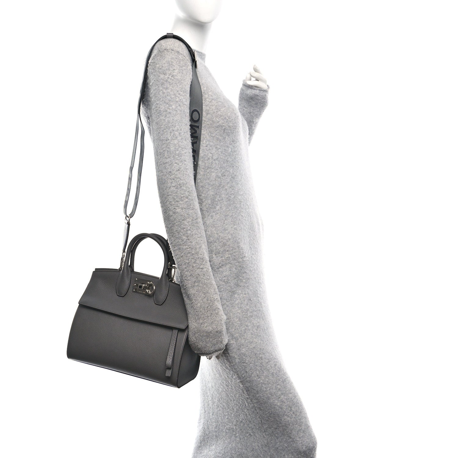 Calfskin Medium Studio Soft Bag Grey