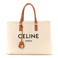 Canvas Calfskin Horizontal Cabas Natural Tan