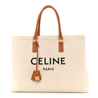 Canvas Calfskin Horizontal Cabas Natural Tan