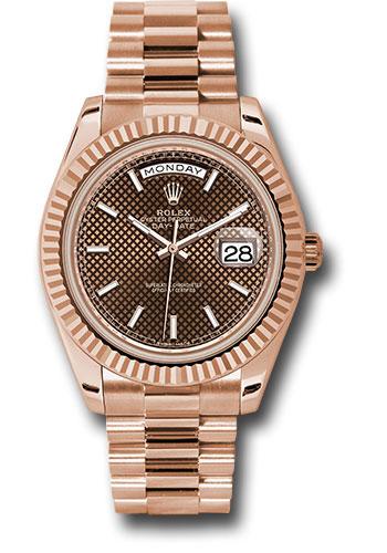 Rolex Everose Gold Day-Date 40 - Chocolate Diagonal Motif Index Dial - President Bracelet - 228235 chodmip