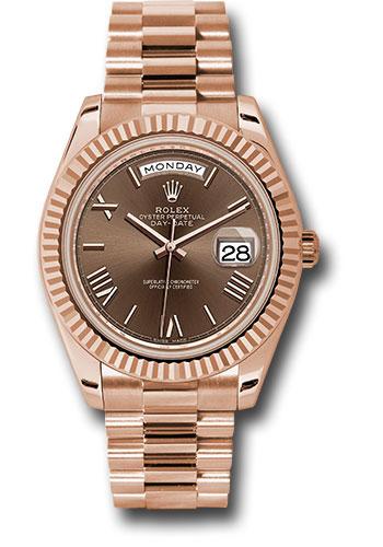 Rolex Everose Gold Day-Date 40 - Chocolate Bevelled Roman Dial - President Bracelet - 228235 chorp