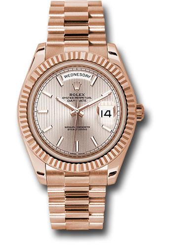 Rolex Everose Gold Day-Date 40 - Sundust Strip Motif Index Dial - President Bracelet - 228235 sdsmip