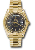 Rolex Yellow Gold Day-Date 40  - Black Diagonal Motif Index Dial - President Bracelet - 228238 bkdmip