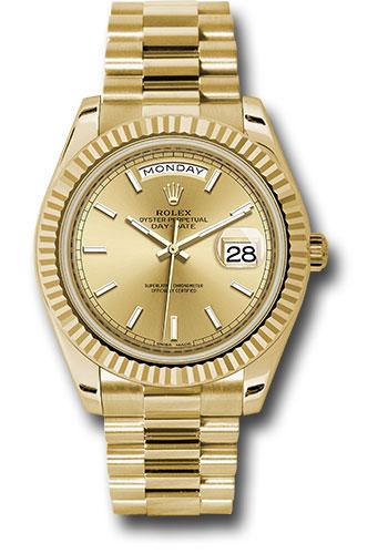 Rolex Yellow Gold Day-Date 40  - Champagne Index Dial - President Bracelet - 228238 chip