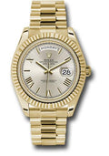 Rolex Yellow Gold Day-Date 40  - Silver Bevelled Roman Dial - President Bracelet - 228238 srp