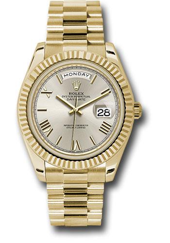 Rolex Yellow Gold Day-Date 40  - Silver Bevelled Roman Dial - President Bracelet - 228238 srp