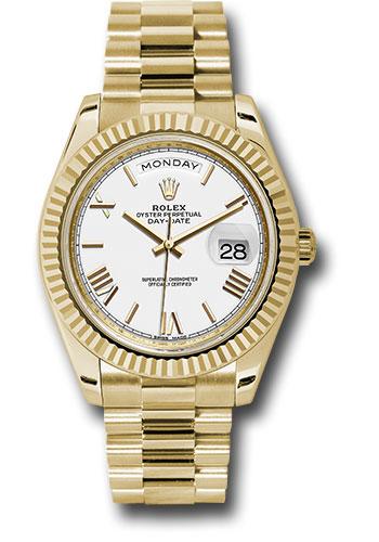 Rolex Yellow Gold Day-Date 40  - White Bevelled Roman Dial - President Bracelet - 228238 wrp