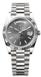 Rolex White Gold Day-Date 40  - Dark Rhodium Dial - President Bracelet - 228239