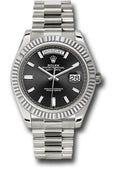 Rolex White Gold Day-Date 40  - Black Baguette Diamond Dial - President Bracelet - 228239 bkbdp