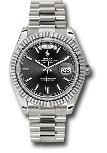 Rolex White Gold Day-Date 40  - Black Index Dial - President Bracelet - 228239 bkip