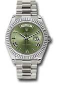 Rolex White Gold Day-Date 40  - Olive Green Bevelled Roman Dial - President Bracelet - 228239 ogrp