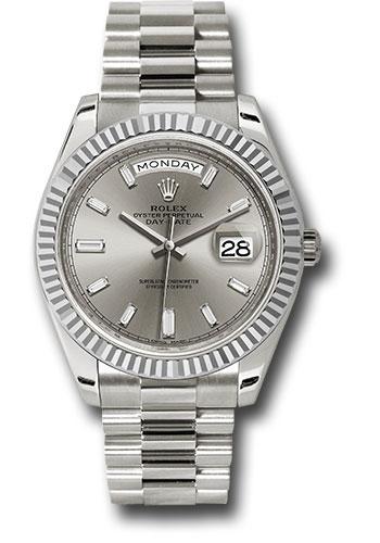 Rolex White Gold Day-Date 40  - Silver Baguette Diamond Dial - President Bracelet - 228239 sbdp