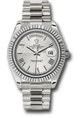 Rolex White Gold Day-Date 40  - Silver Quadrant Motif Bevelled Roman Dial - President Bracelet - 228239 sqmrp