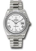 Rolex White Gold Day-Date 40  - White Bevelled Roman Dial - President Bracelet - 228239 wrp