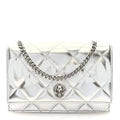 Metallic Calfskin Quilted Graffiti Skull Small Chain Crossbody Bag Silver