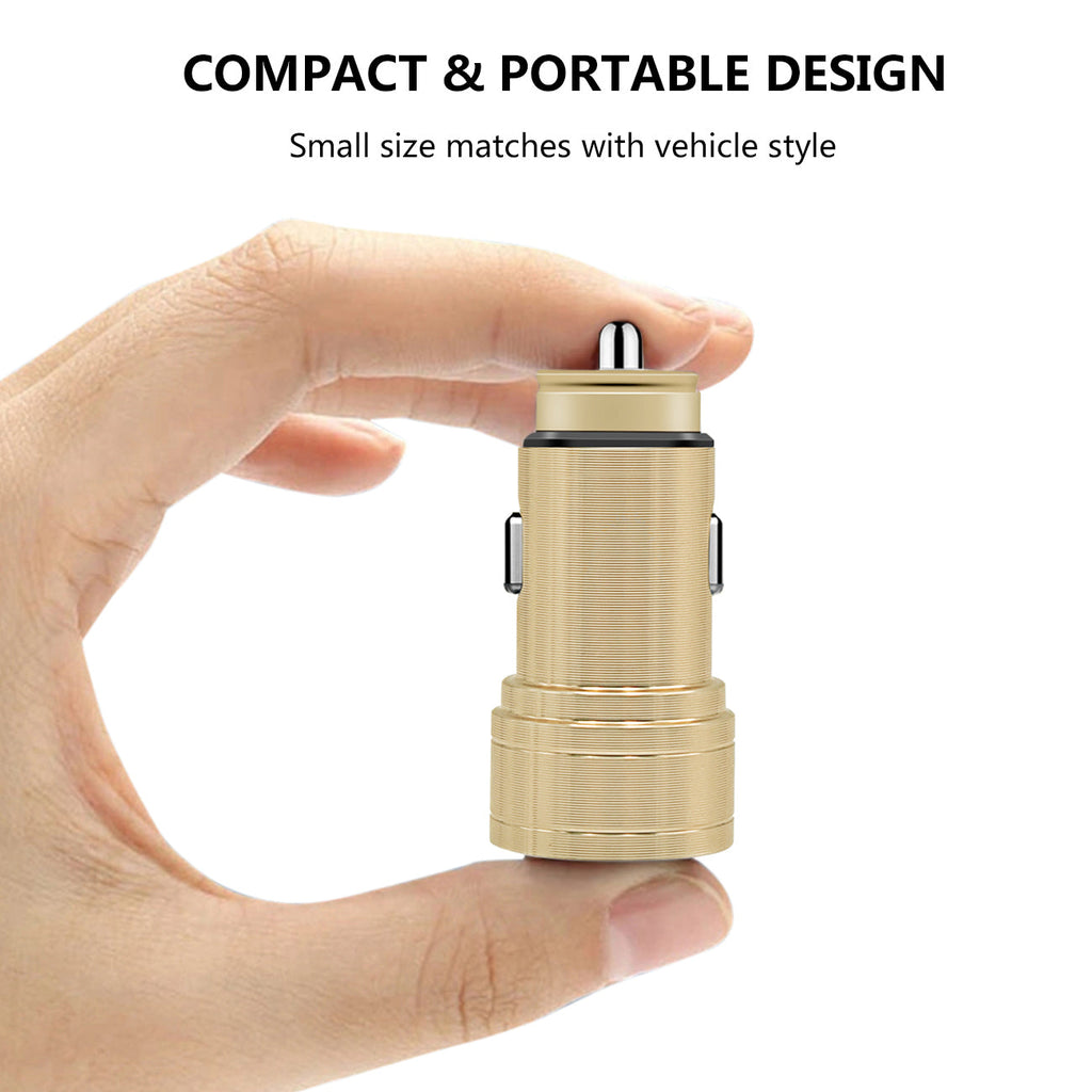 Dual Port Usb Car Charger/ Adapter In Gold (12Pcs)