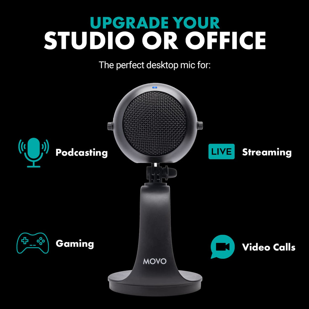 Movo WebMic Desktop USB Microphone with  Stand