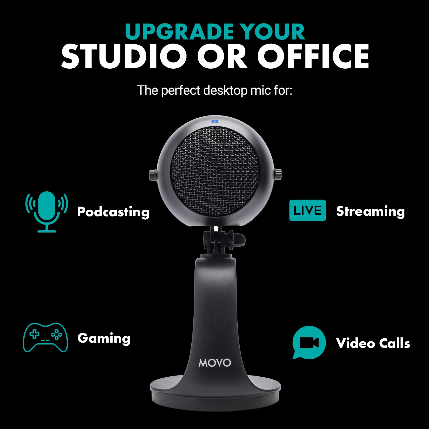 Movo WebMic Desktop USB Microphone with  Stand